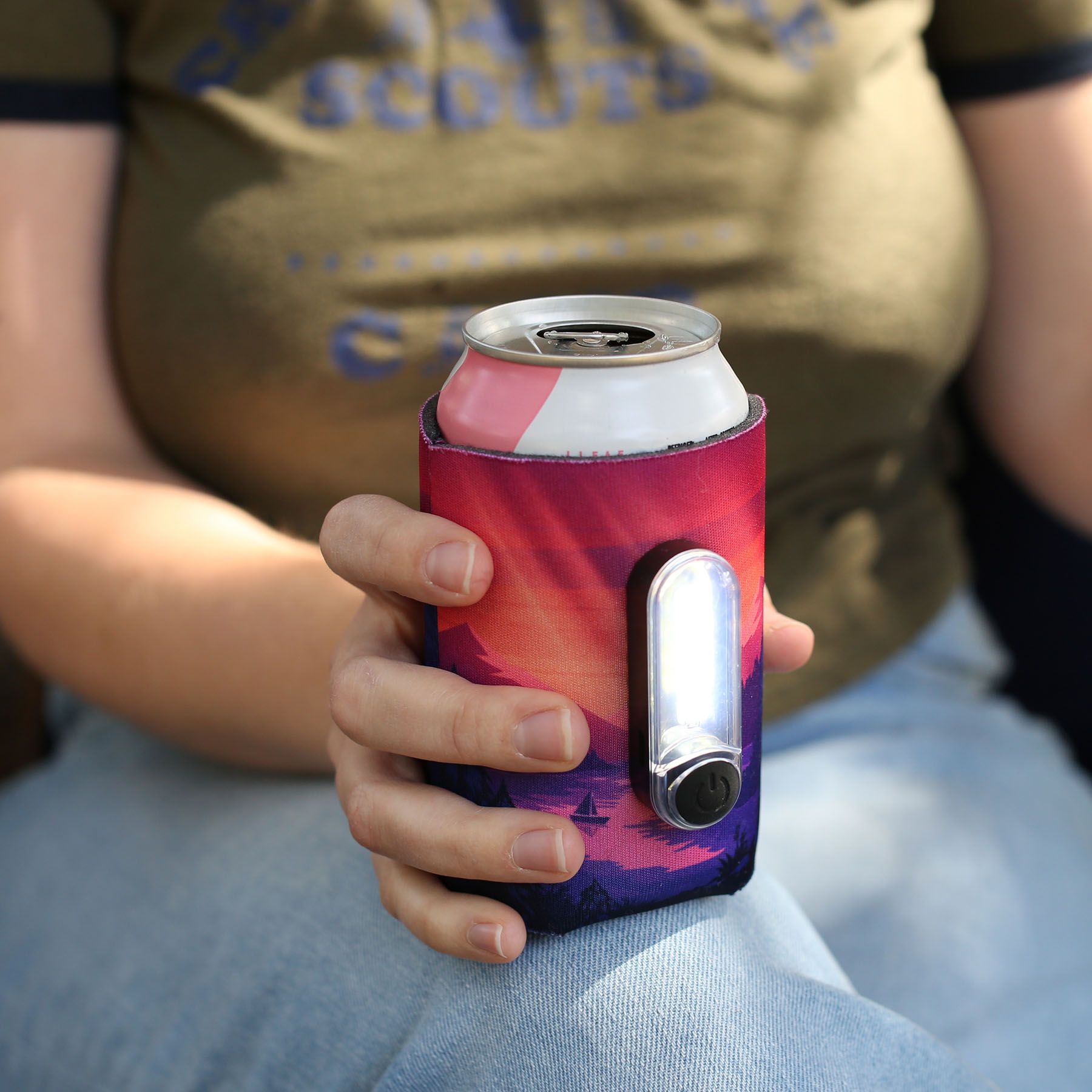 light up can coolie with logo